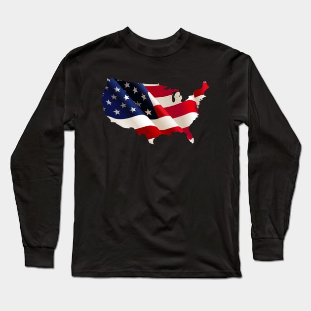 American Flag Maps Long Sleeve T-Shirt by Goat Production